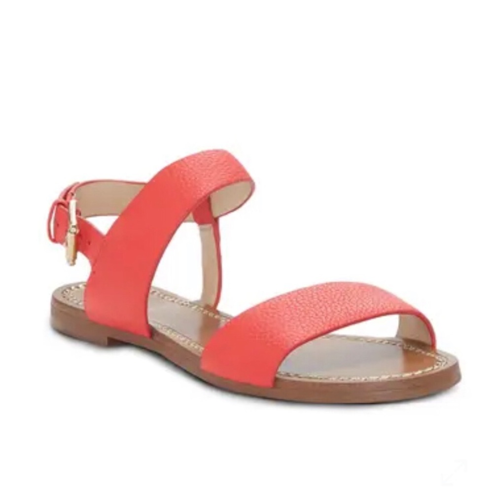 Vince Camuto Coral Red Leather Flat Sandals
